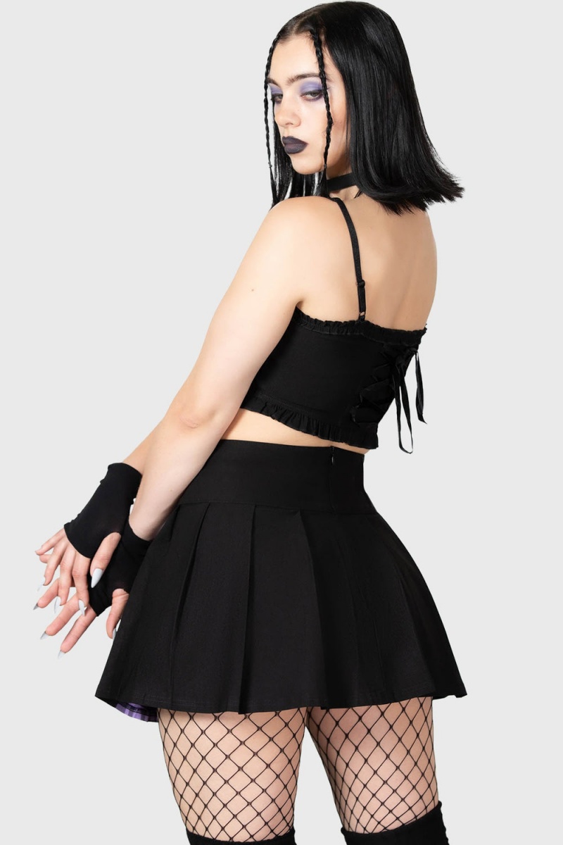 Killstar Cattie Plisado Skirt Morados | 74018-YQLK