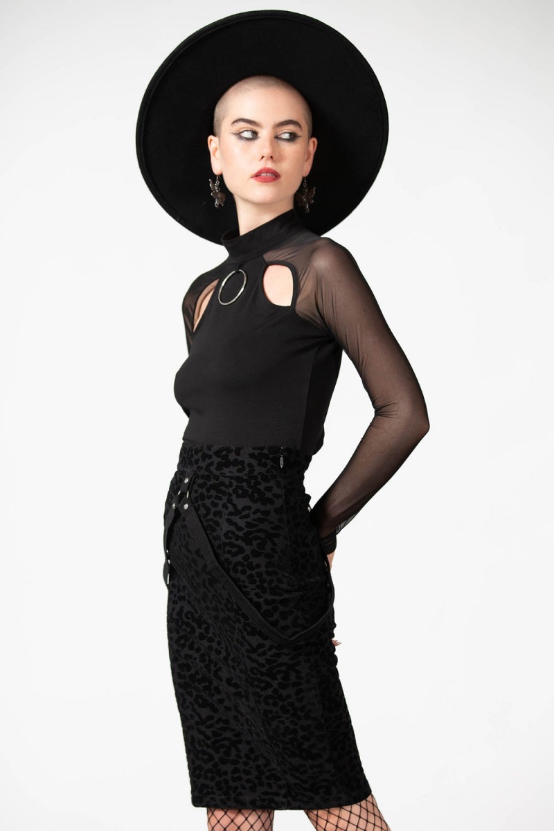 Killstar Catty Queen Midi Skirt Negros | 76123-VCPH