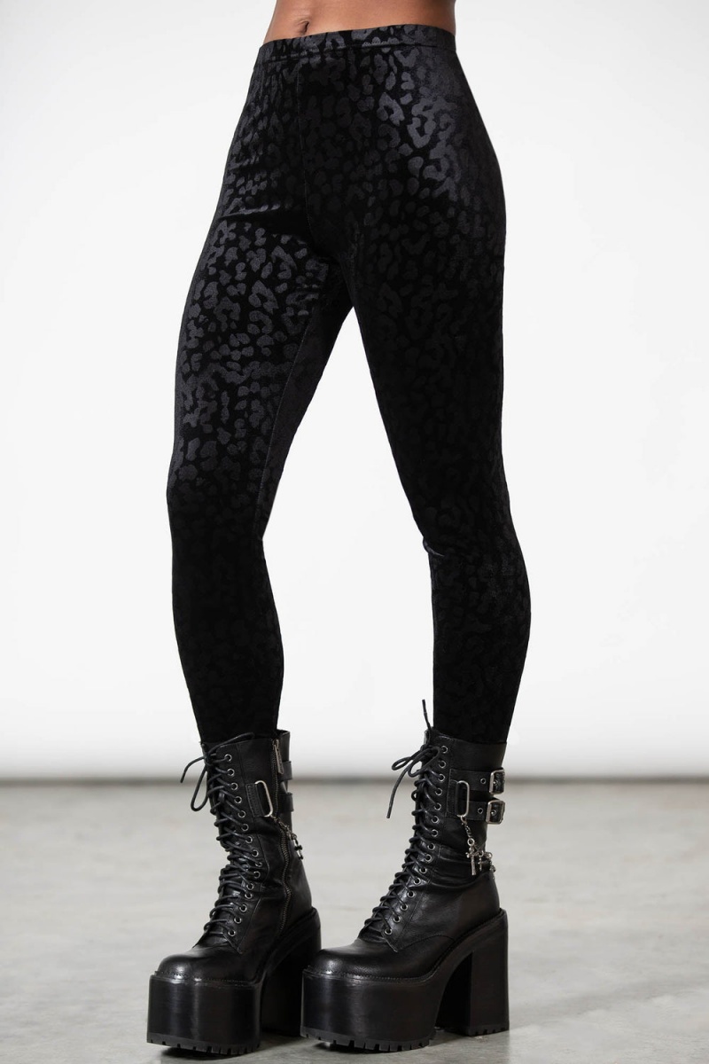 Killstar Caturday Leggings [B] Negros | 39586-WLEQ
