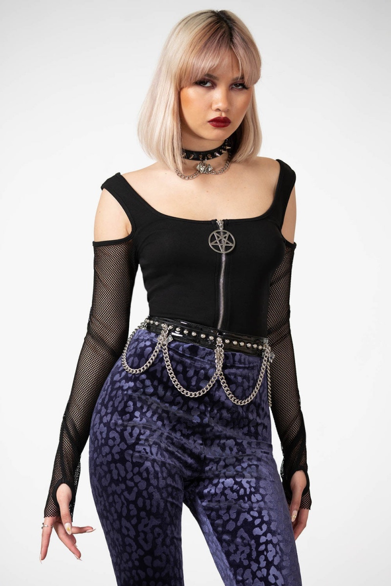Killstar Caturday Leggings [PLUM] Morados | 42173-BCTF