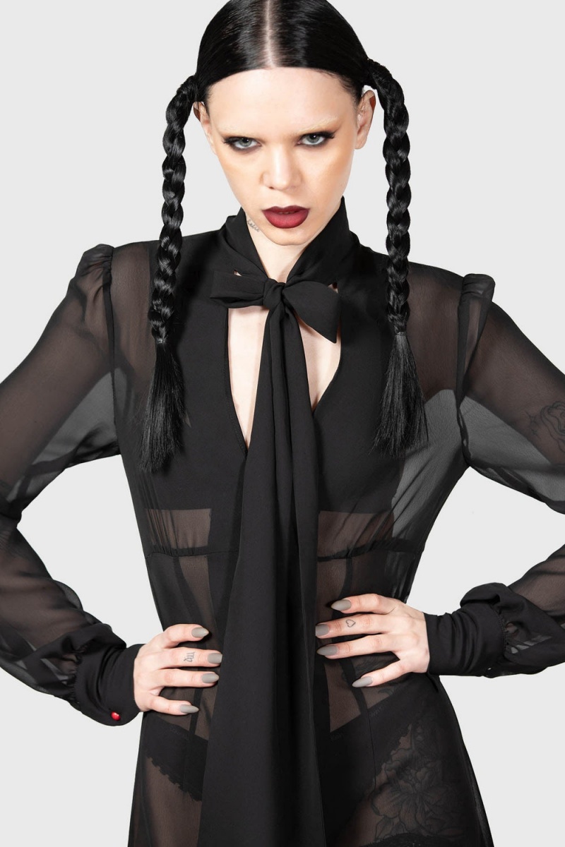 Killstar Cecile Maxi Vestido Negros | 56429-SWYR