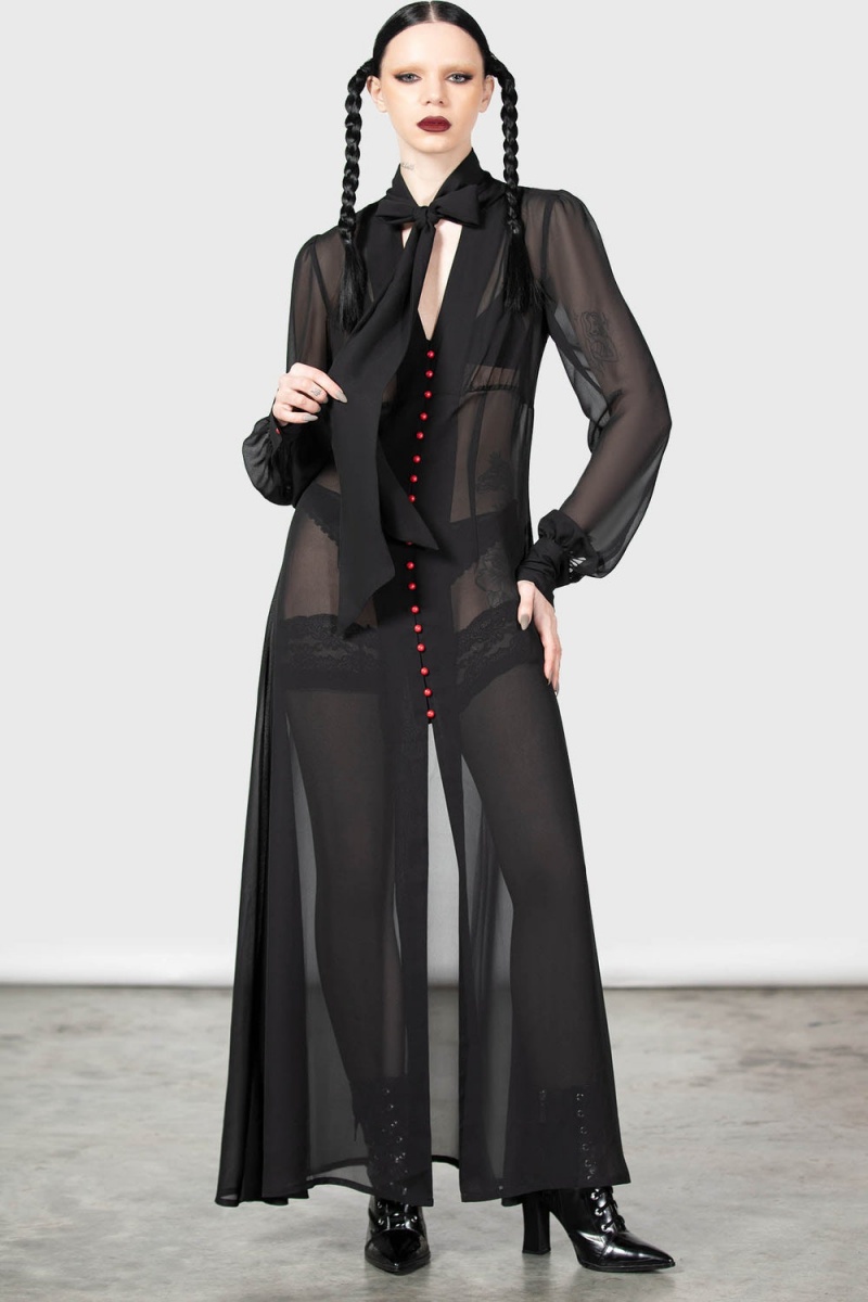 Killstar Cecile Maxi Vestido Negros | 56429-SWYR