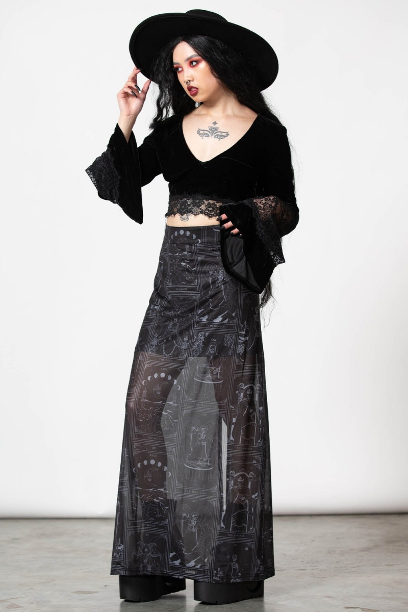 Killstar Chalise Maxi Skirt Negros | 50984-RXJV