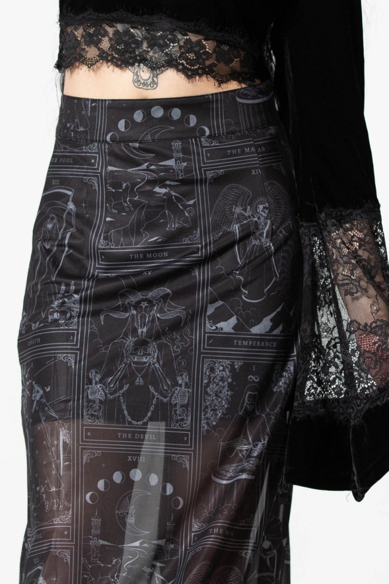 Killstar Chalise Maxi Skirt Negros | 50984-RXJV