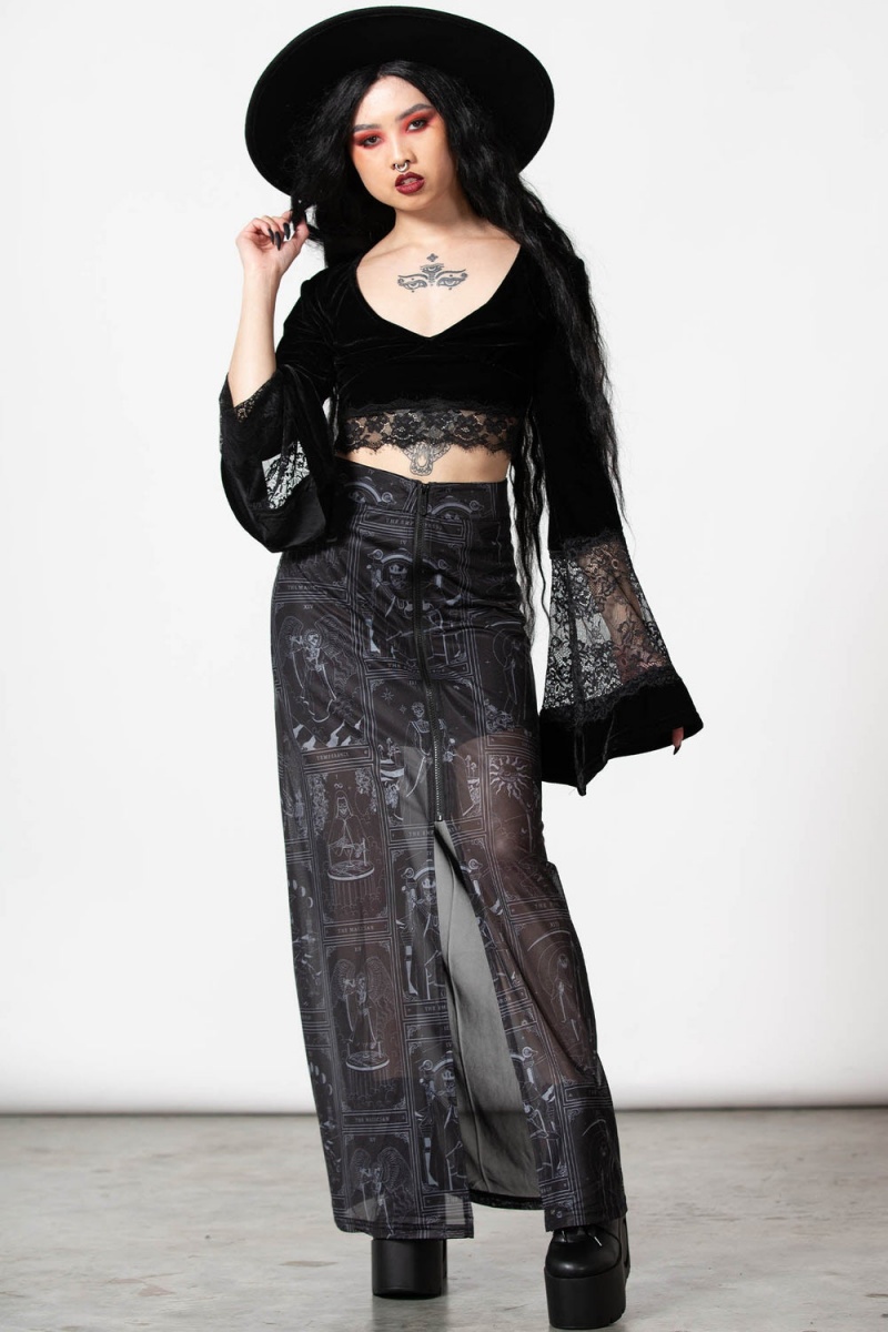 Killstar Chalise Maxi Skirt Negros | 50984-RXJV