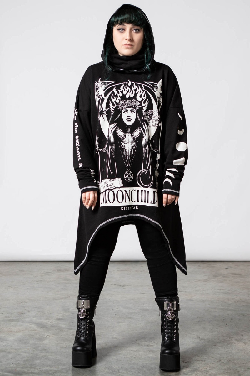 Killstar Companion Oversized Hoodie Negros | 08915-HPKJ