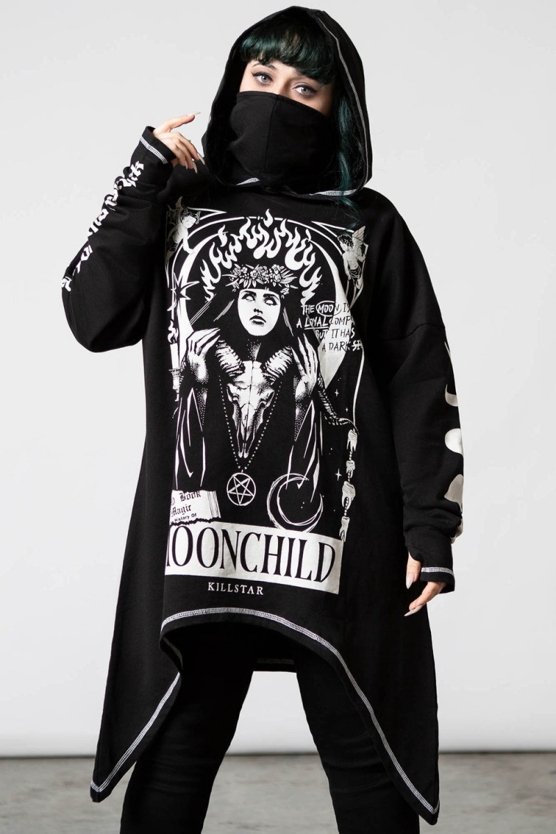 Killstar Companion Oversized Hoodie Negros | 08915-HPKJ