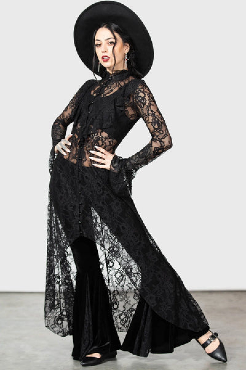 Killstar Condolences Maxi Shirt Vestido Negros | 32487-YMVG