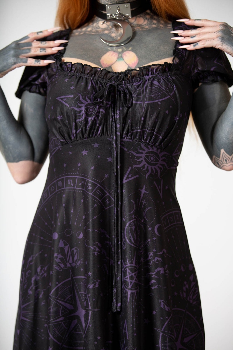 Killstar Conjura Mesh Babydoll Vestido Negros | 65134-IBTM