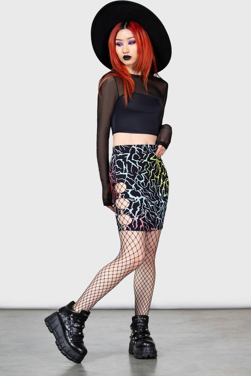 Killstar Connexion Cut-Out Skirt Negros | 58460-RBEF