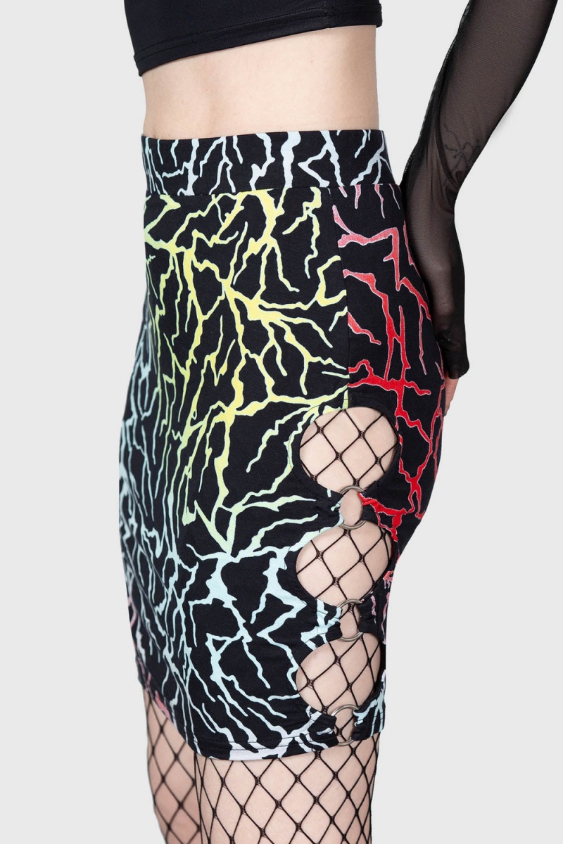 Killstar Connexion Cut-Out Skirt Negros | 58460-RBEF