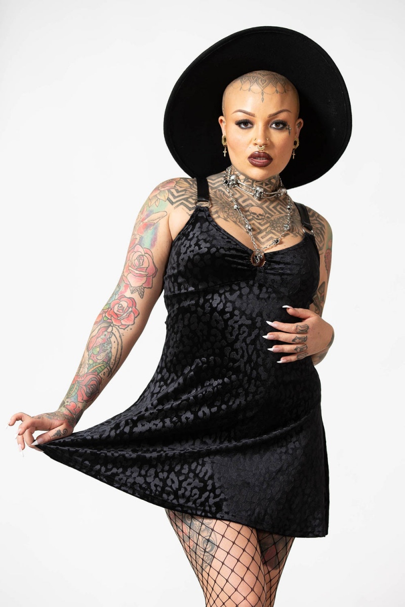 Killstar Cool Cat Vestido [B] Negros | 61549-YOZE
