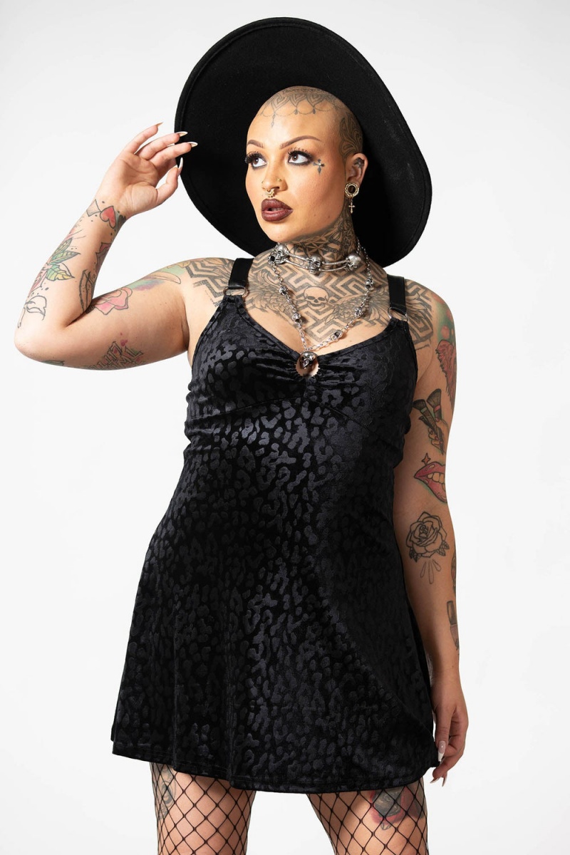 Killstar Cool Cat Vestido [B] Negros | 61549-YOZE