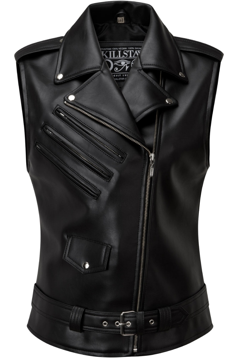 Killstar Core Cuero Vest [FAUX LEATHER] Negros | 79542-SCXR