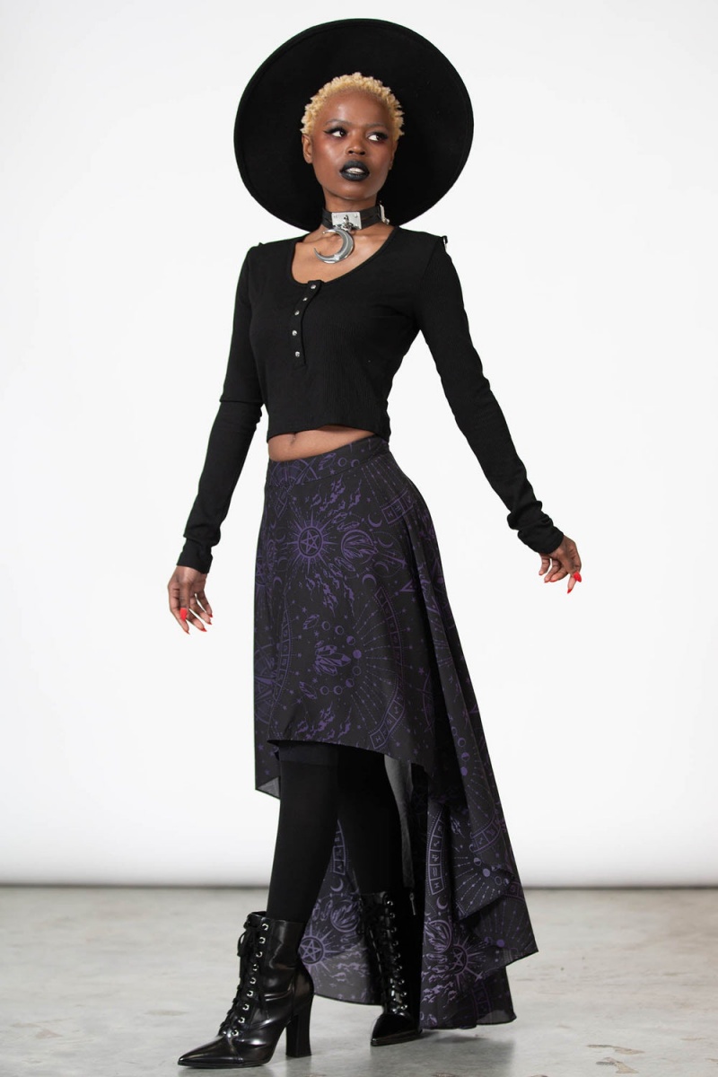 Killstar Corene Chiffon Maxi Skirt Negros | 25978-NOIR