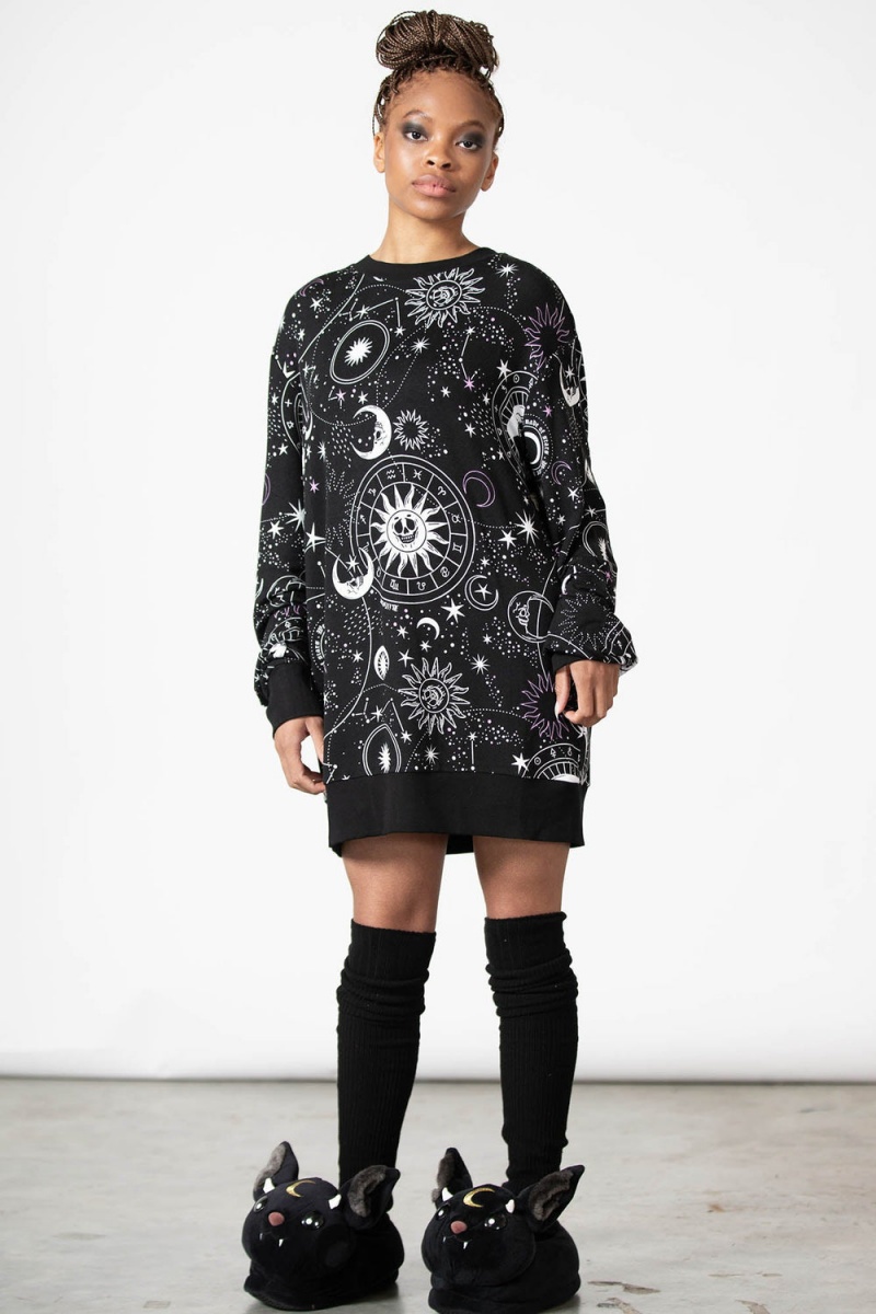 Killstar Corvus Lounge Sweatshirt Negros | 94163-IFQL