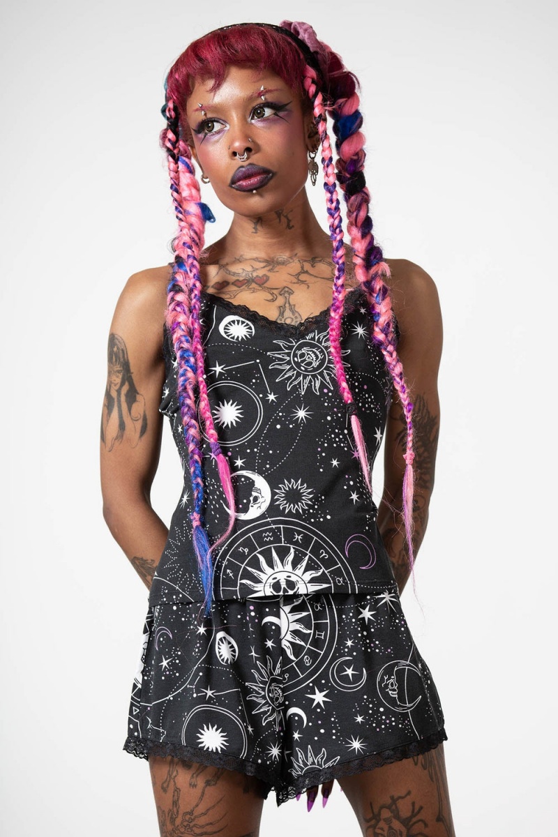 Killstar Cosmos Encaje Cami Negros | 92634-CRSI