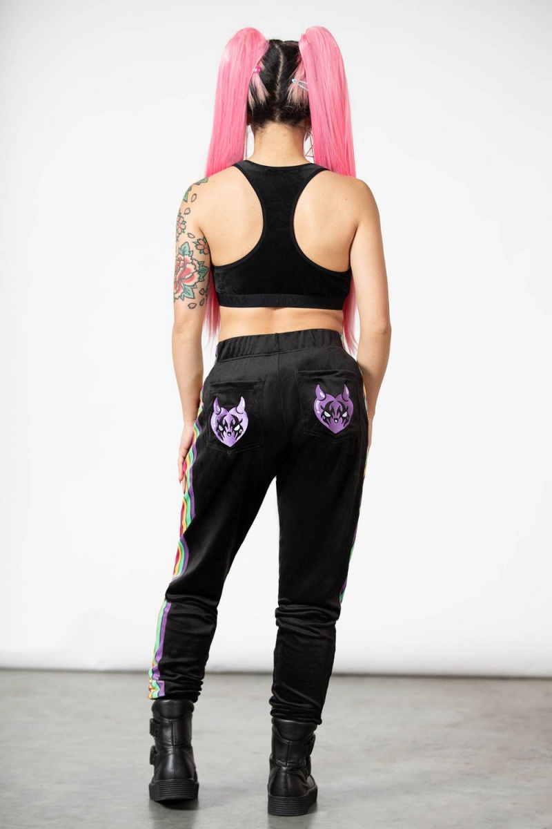 Killstar Coven Chill Velour Joggers Negros | 63415-JYOD