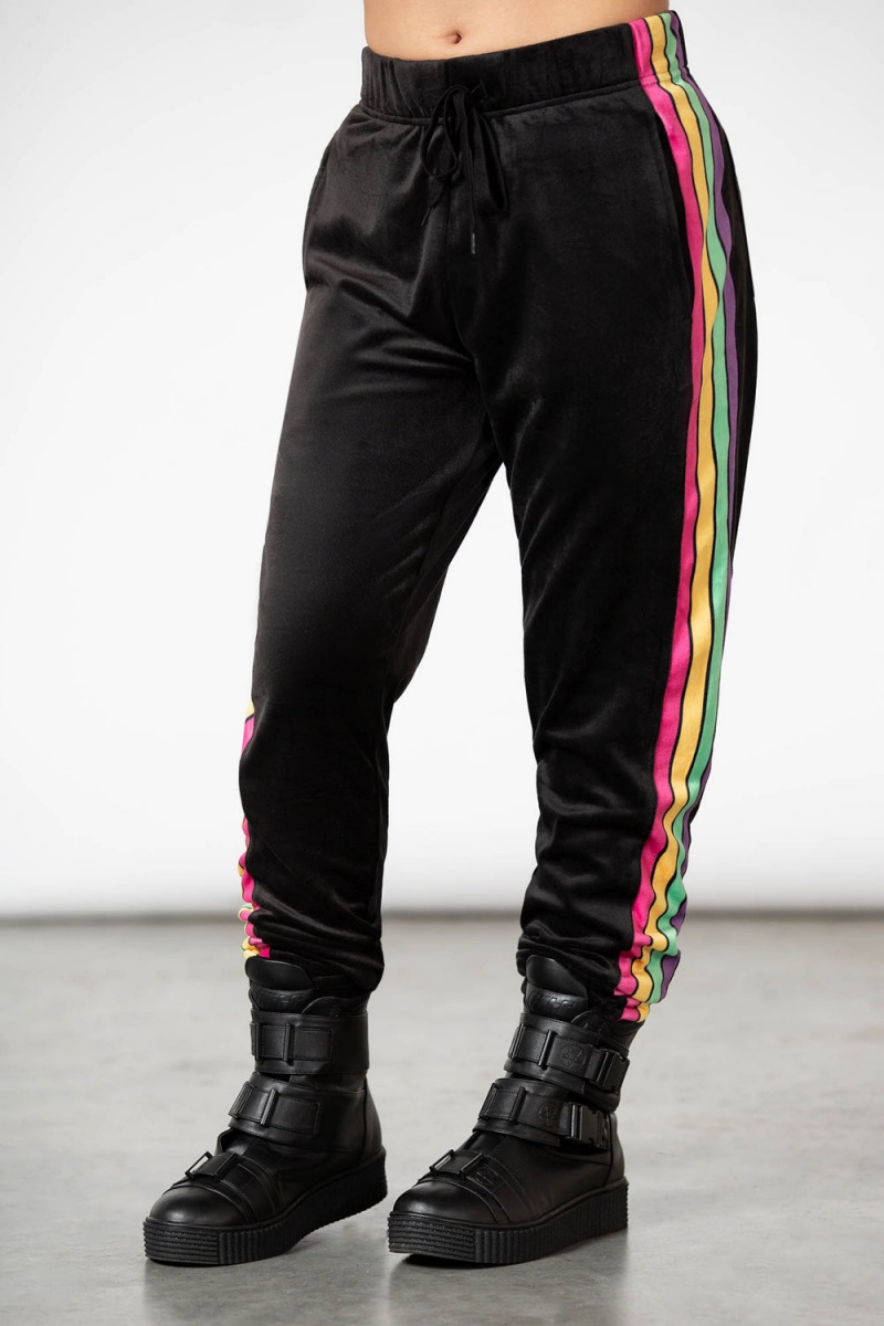 Killstar Coven Chill Velour Joggers Negros | 49837-OBQR