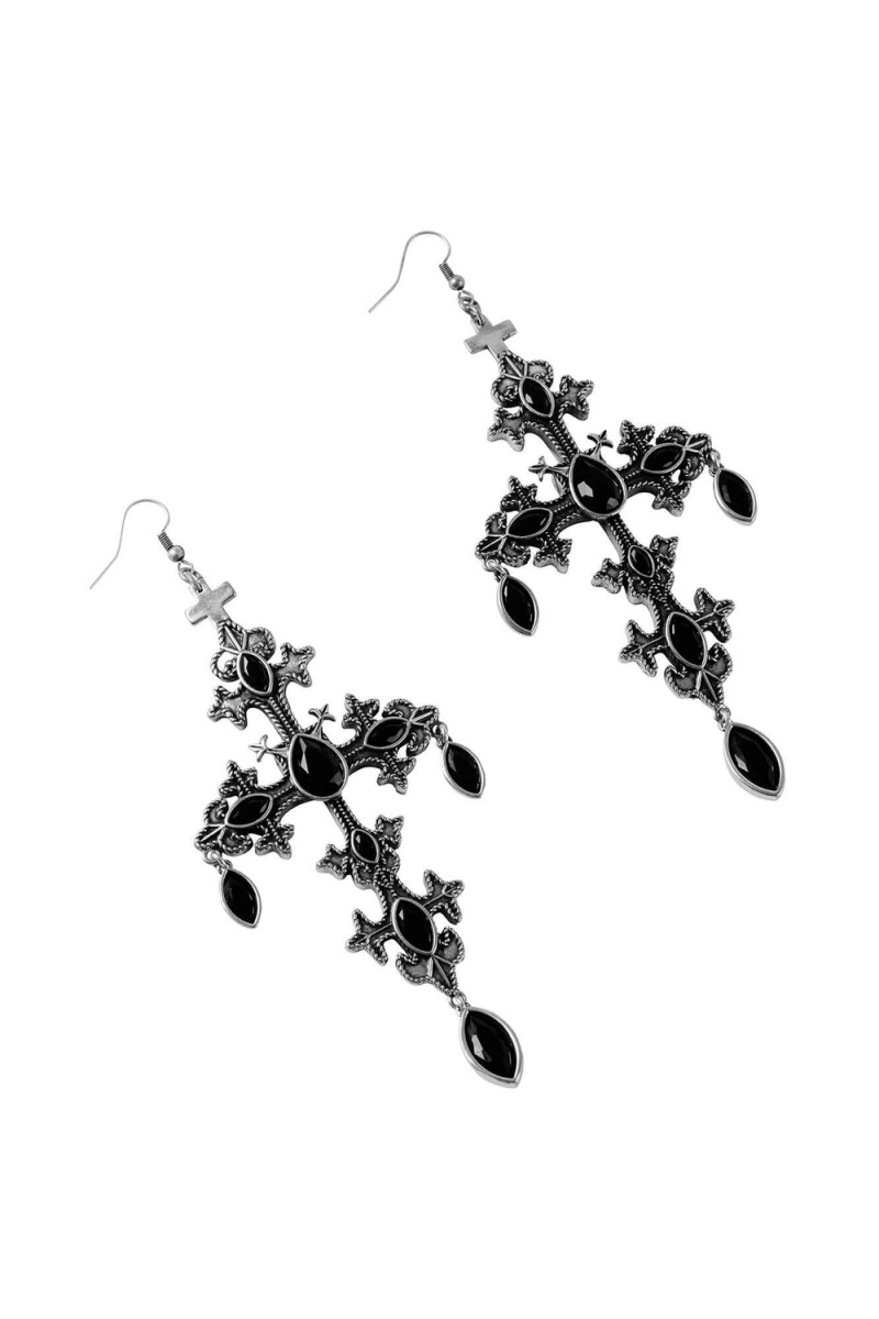 Killstar Crossed Desire Earrings [S] Plateados | 09185-ZAOE