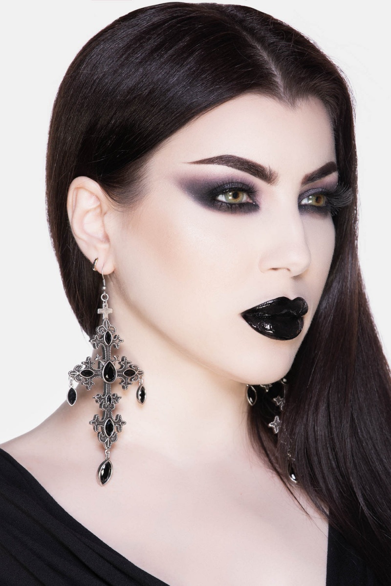 Killstar Crossed Desire Earrings [S] Plateados | 09185-ZAOE