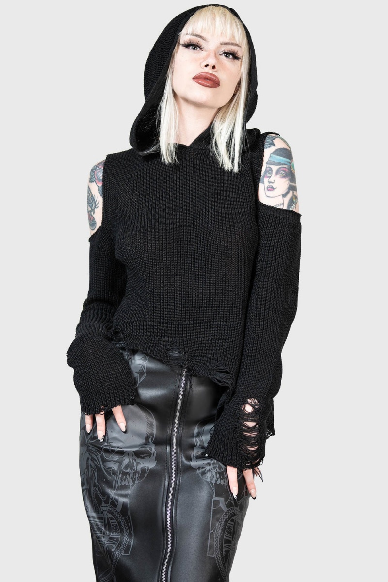 Killstar Crowned Misery Sueter Negros | 81670-JCRT