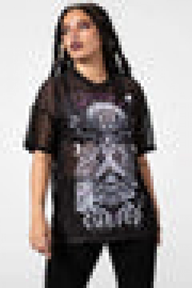 Killstar Cursed Mesh Boyfriend Top Negros | 98715-HDLW