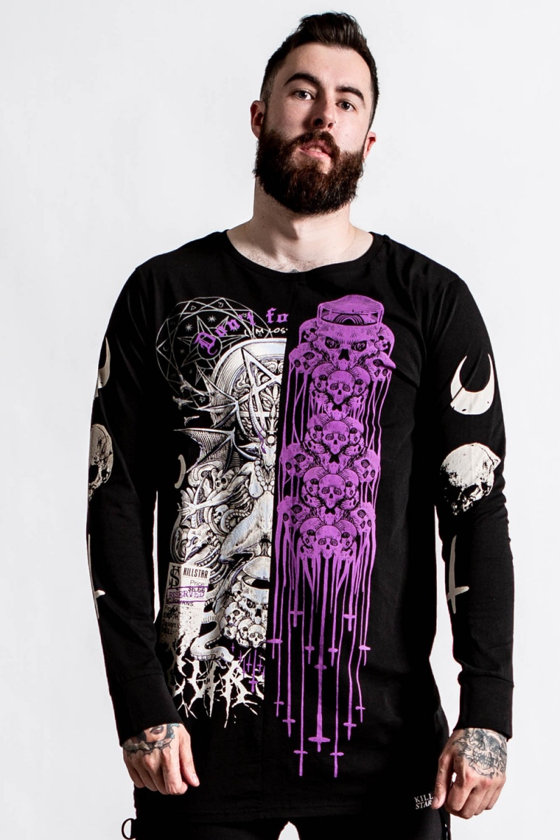 Killstar Cursed Split Long Sleeve Top Negros | 76049-ICWN