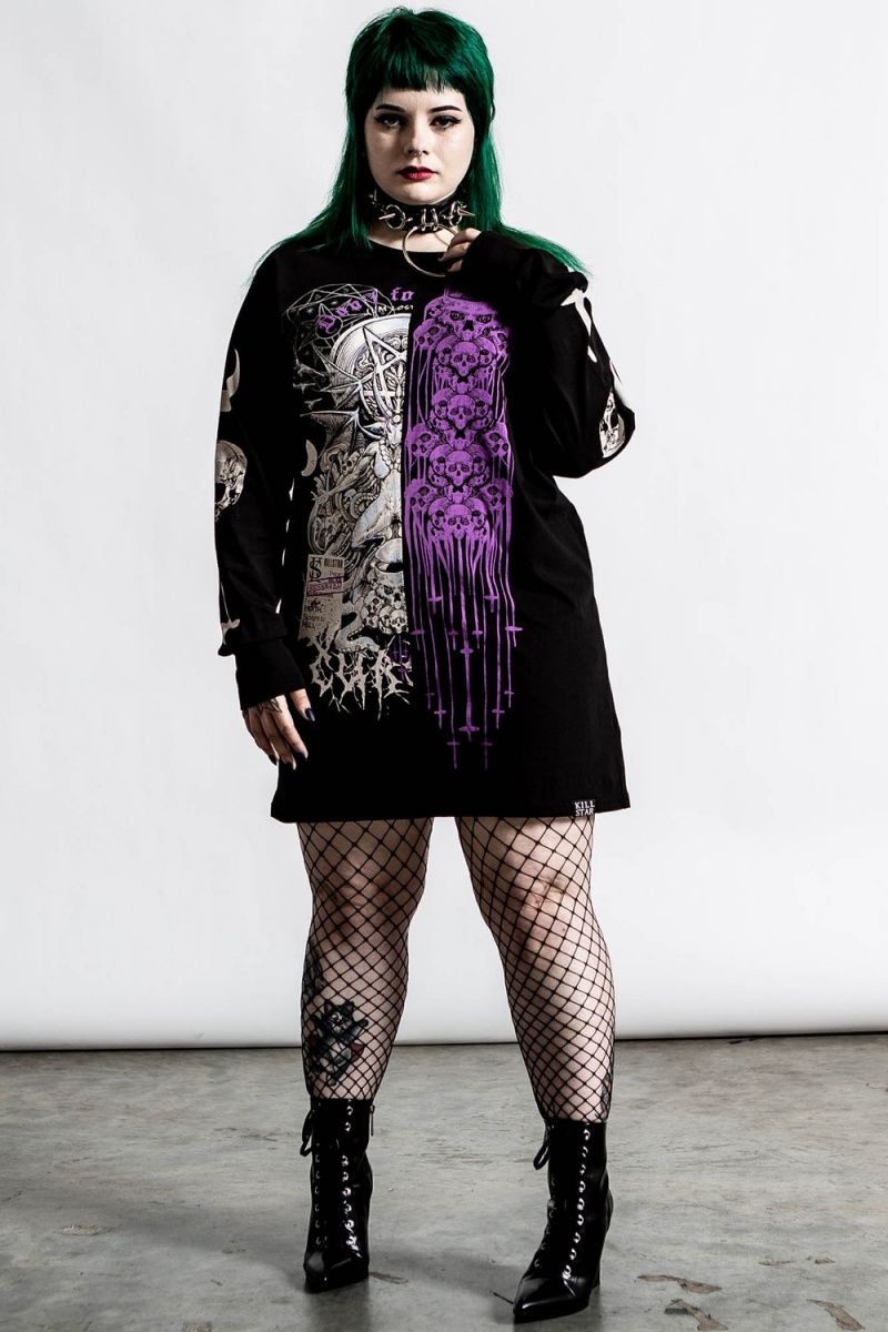 Killstar Cursed Split Long Sleeve Top Negros | 76049-ICWN