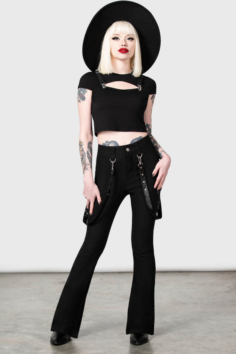 Killstar Cutout Bondage Trousers Negros | 21637-IPUA