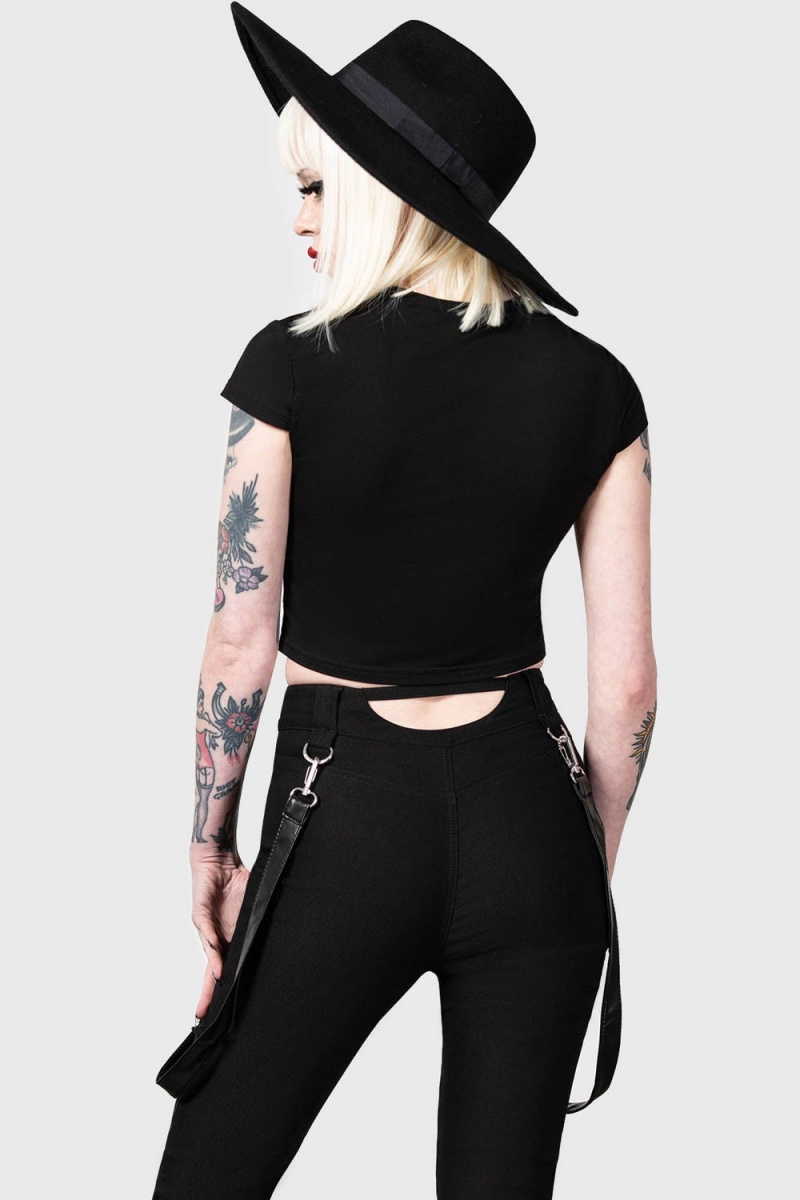 Killstar Cutout Bondage Trousers Negros | 21637-IPUA