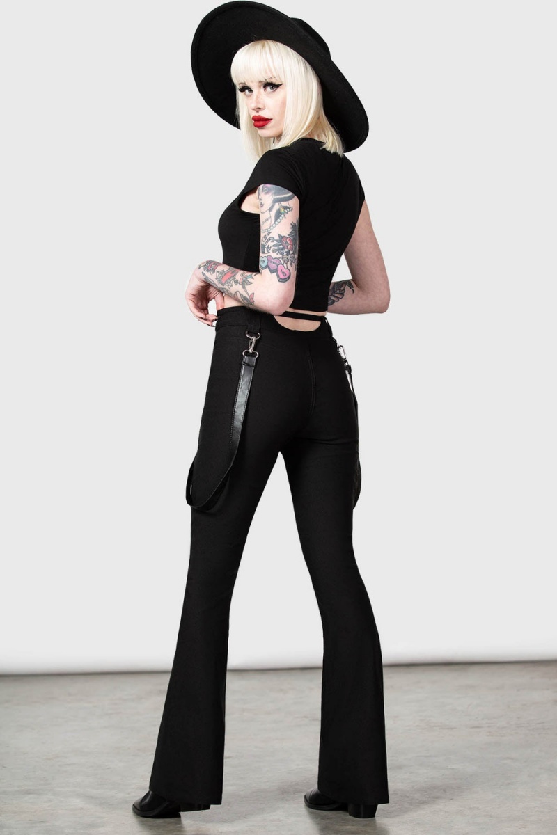 Killstar Cutout Bondage Trousers Negros | 21637-IPUA