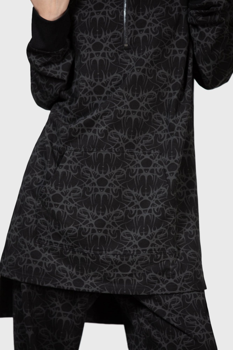 Killstar Cyborg Cell Oversized Hoodie Negros | 41952-SAIG