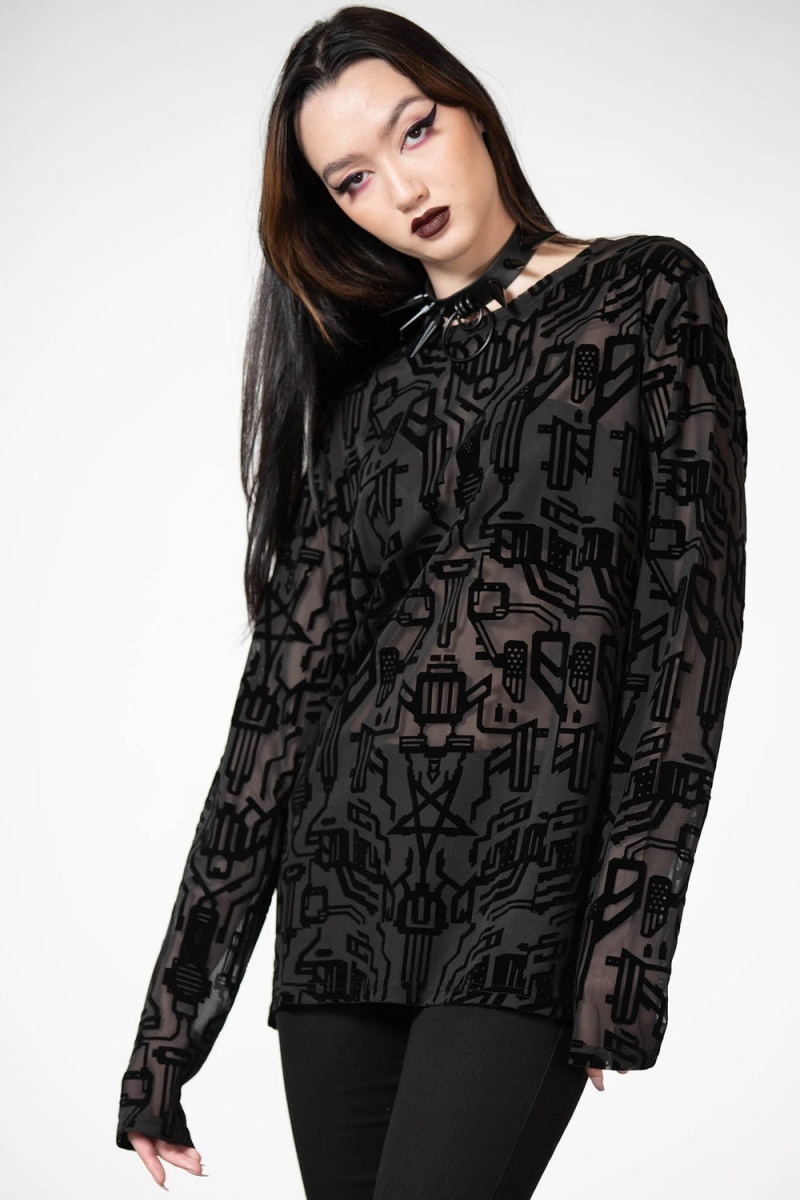 Killstar Cyborg Mesh Top Negros | 53946-QKYZ