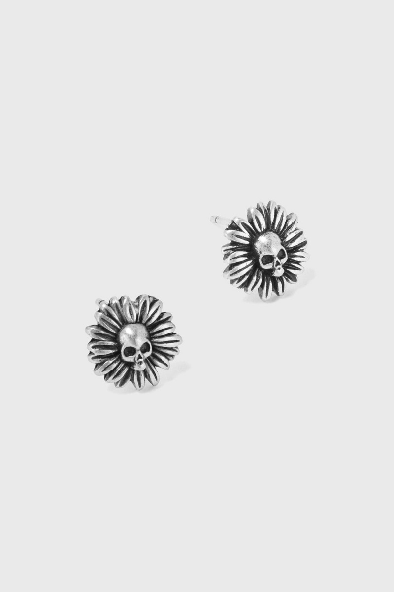 Killstar Daisy Skull Earrings Plateados | 70651-BVGO