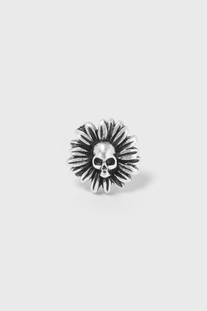 Killstar Daisy Skull Earrings Plateados | 70651-BVGO
