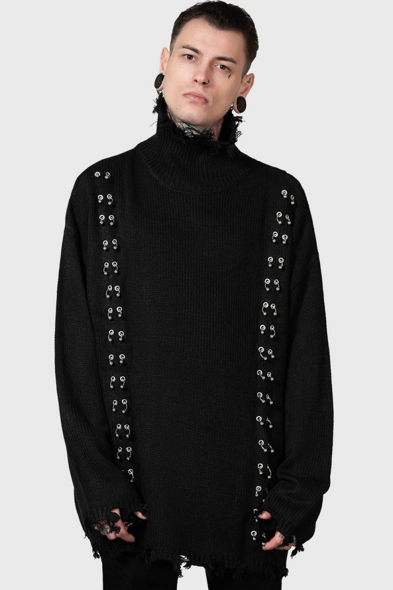 Killstar Daith Knit Sueter Negros | 93542-PAEL