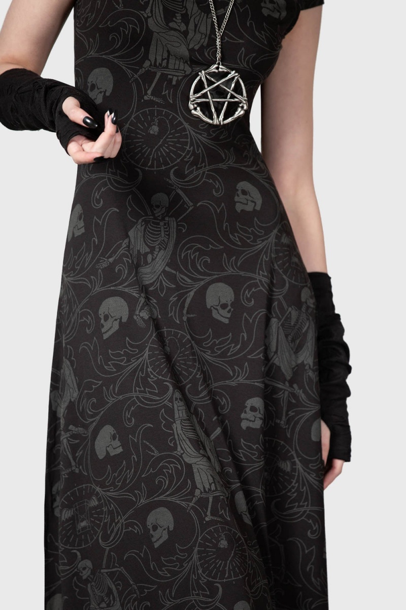 Killstar Danse Maxi Vestido Negros | 24790-SUNF