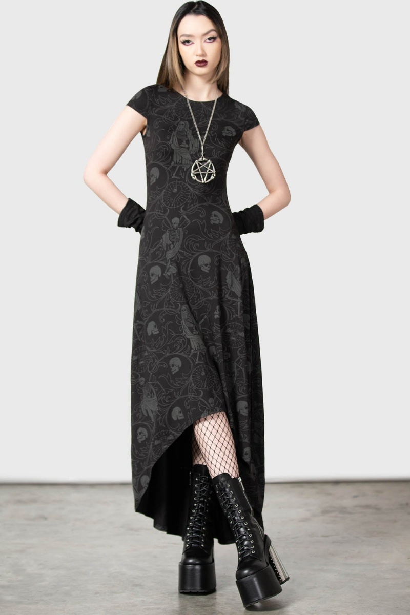 Killstar Danse Maxi Vestido Negros | 24790-SUNF