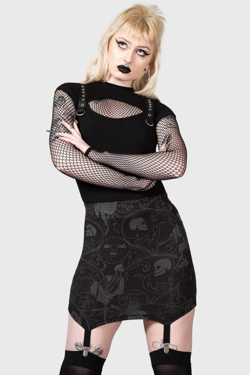 Killstar Danse Mini Skirt Negros | 21873-AQXP