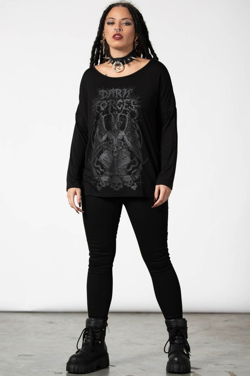 Killstar Dark Forces Boatneck Top Negros | 86527-FOCL