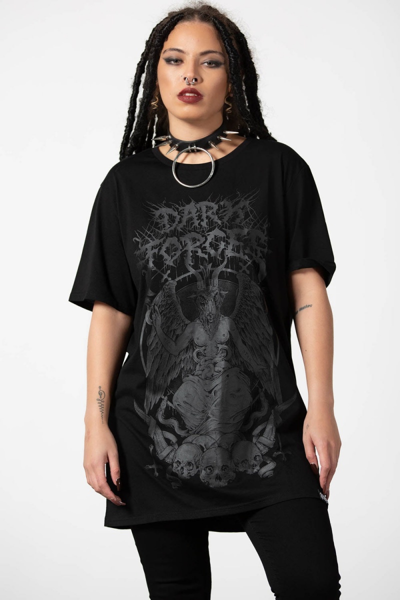 Killstar Dark Forces T-Shirt Negros | 21346-LDNA