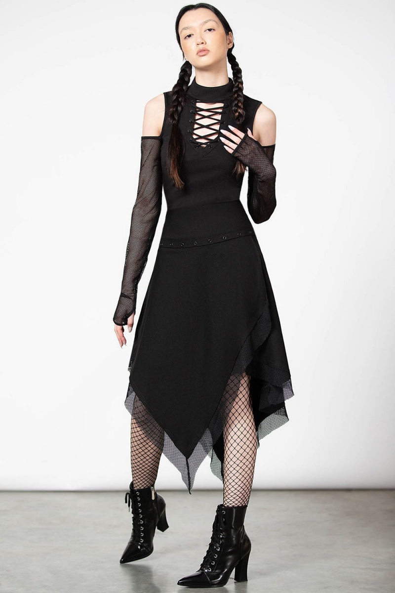 Killstar Dark Half Long Sleeve Top Negros | 95631-QRCJ