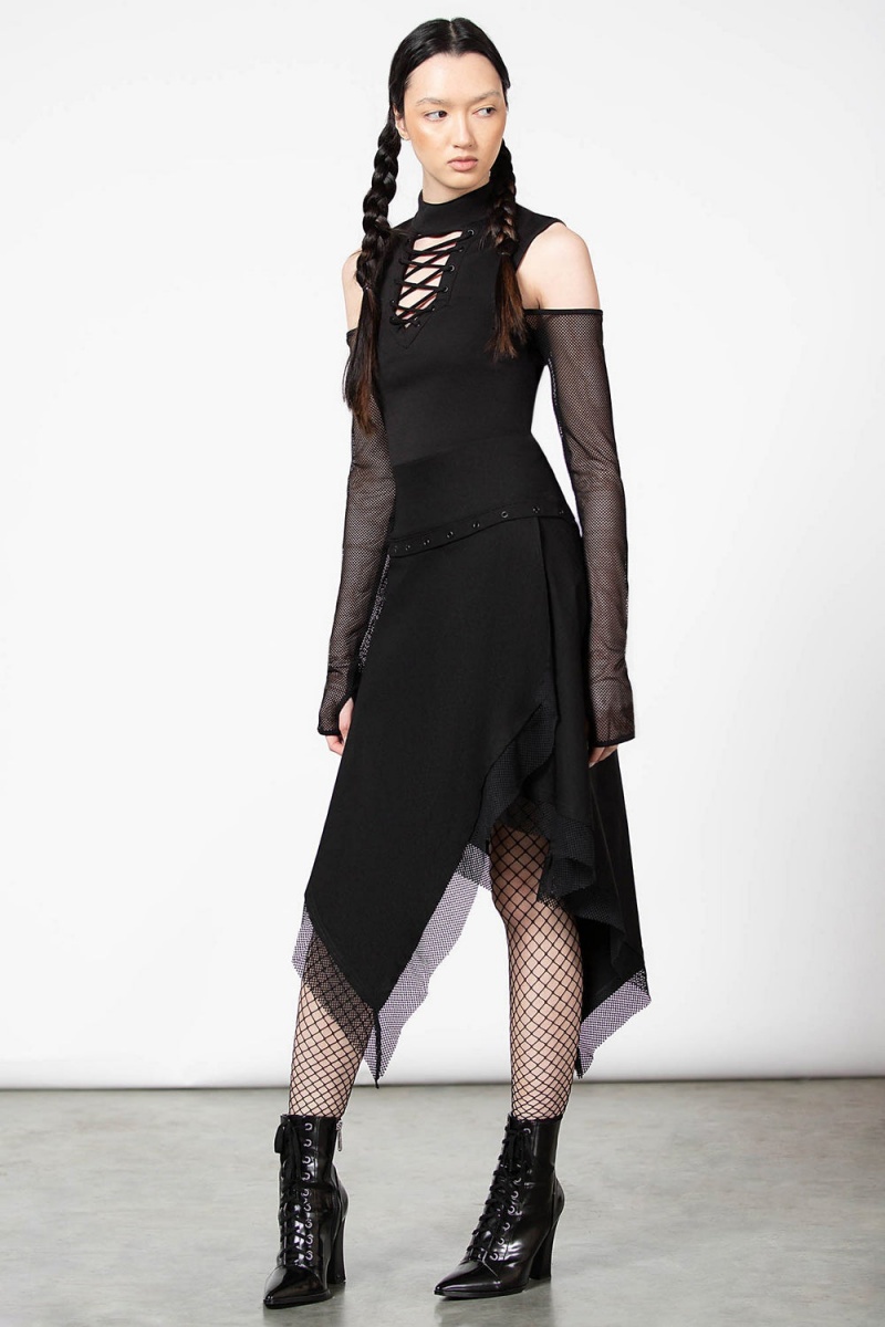 Killstar Dark Half Long Sleeve Top Negros | 95631-QRCJ