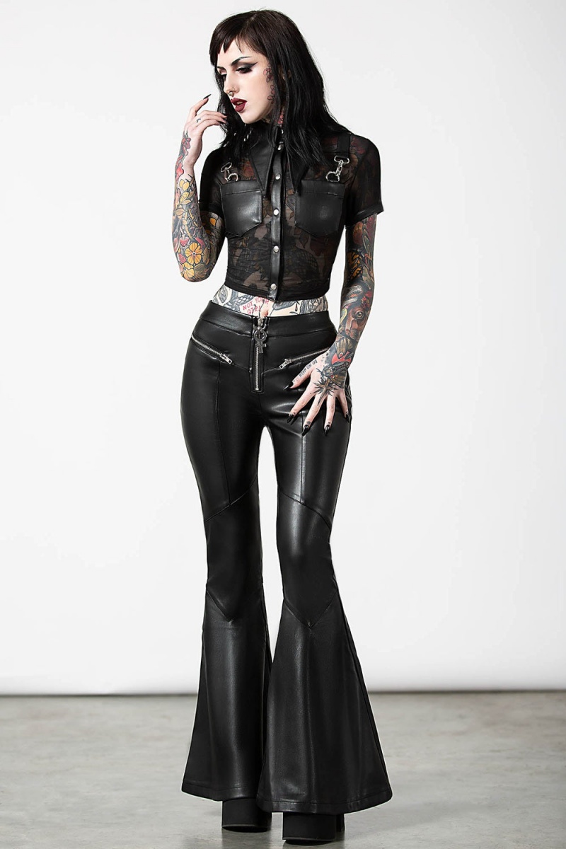 Killstar Dark Halo Crop Shirt Negros | 97548-BQEZ