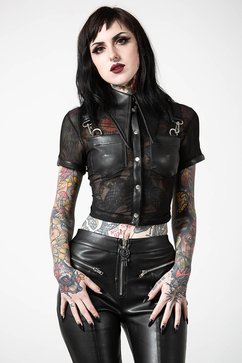 Killstar Dark Halo Crop Shirt Negros | 97548-BQEZ