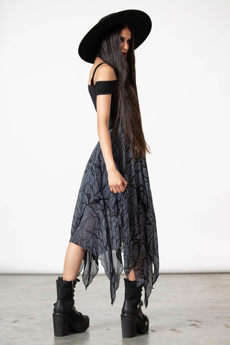 Killstar Dasia Maxi Skirt Negros | 48315-BMPL