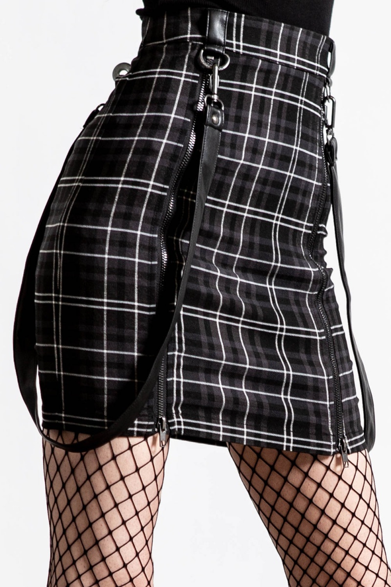 Killstar Daze Of Our Lives Mini Skirt [ASH TARTAN] Grises | 24597-CFAR