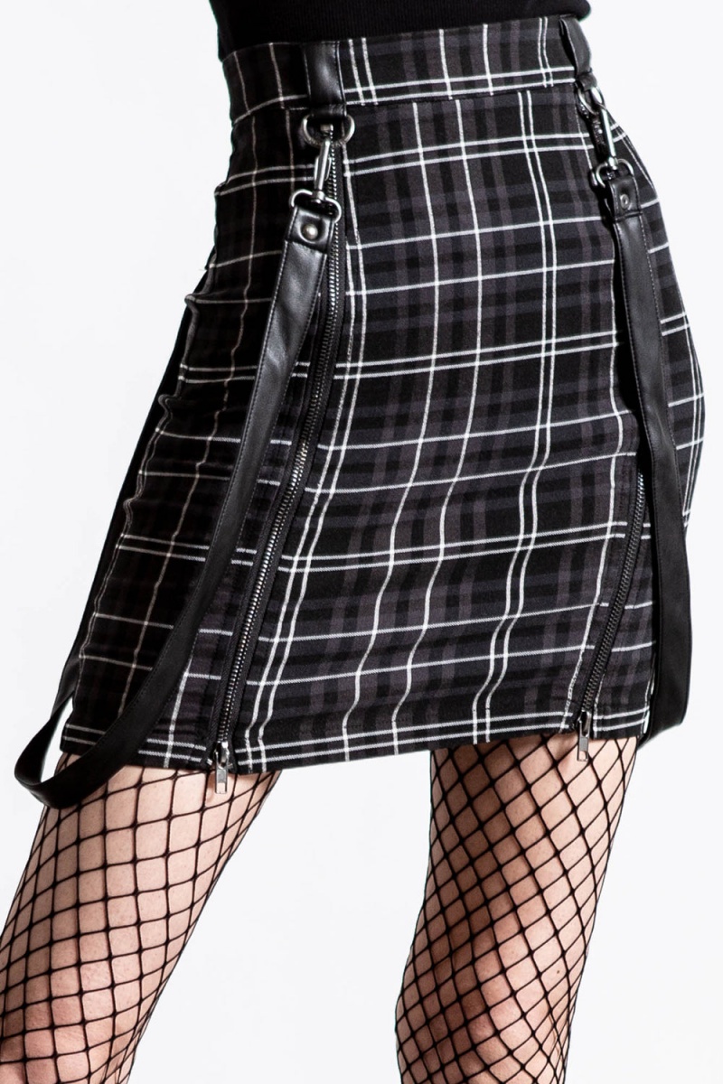 Killstar Daze Of Our Lives Mini Skirt [ASH TARTAN] Grises | 24597-CFAR