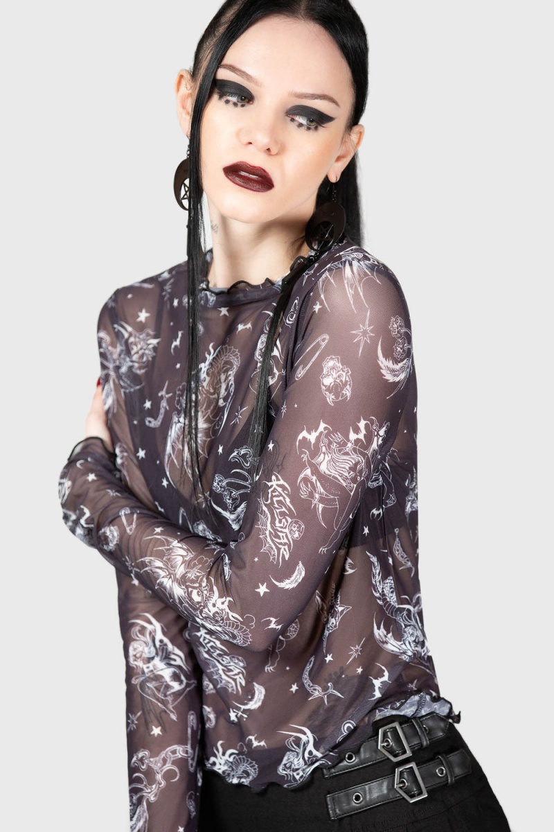 Killstar Dazed Skull Crop Top Negros | 79146-NBKX